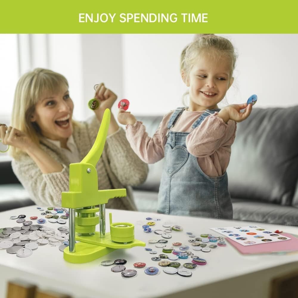 DIY-Friendly Button Maker Machine - 300 Pieces/Hour with 405 Button Supplies