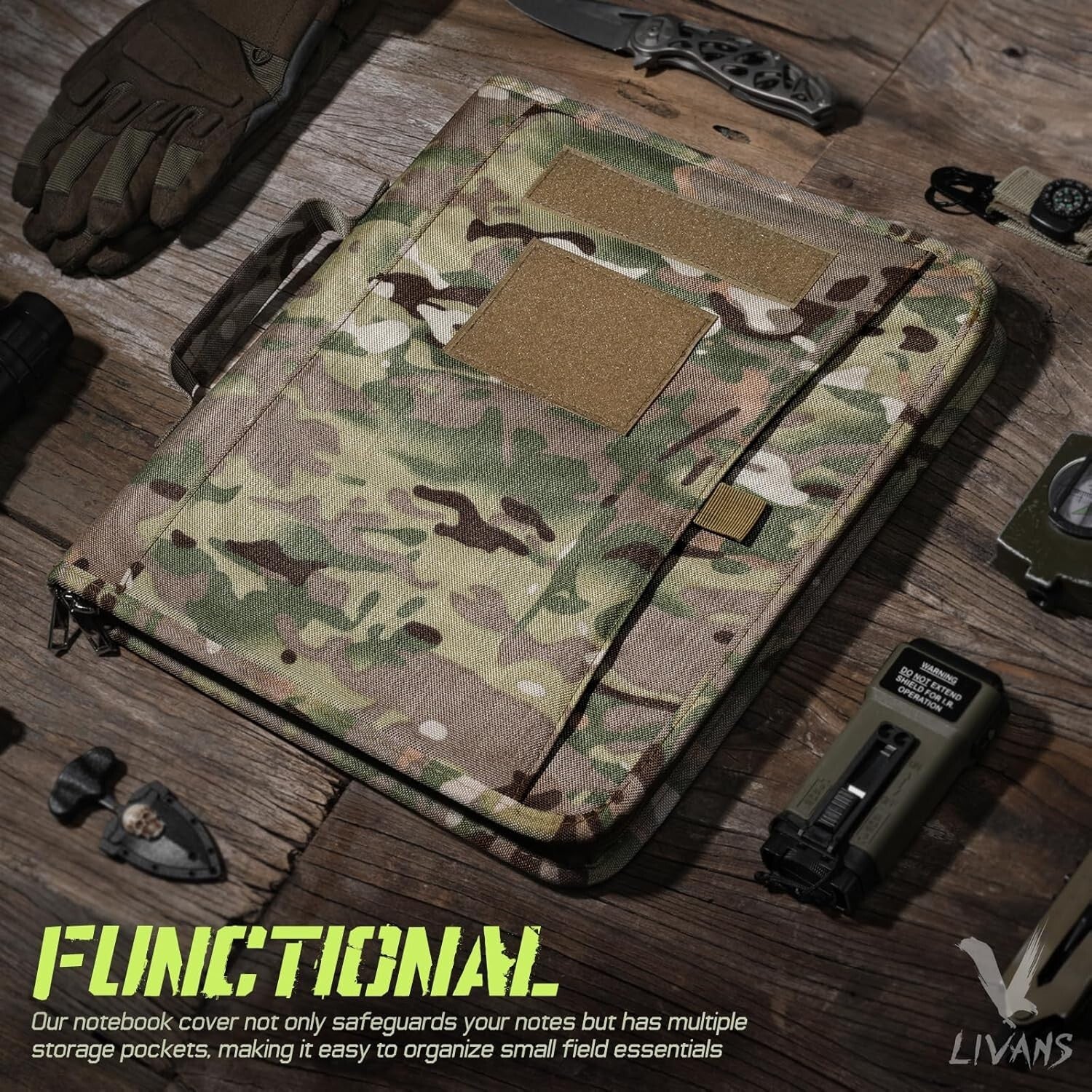 Versatile Tactical Notebook with Zipper Closure - Ideal for Outdoor Adventures