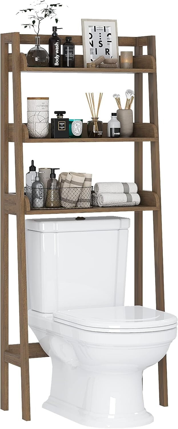 Durable 3-Tier Over Toilet Shelf - Engineered Wood Bathroom Storage Solution