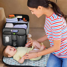 Load image into Gallery viewer, Premium Portable Car Organizer with Diaper Changing Station - Space-Saving Grey