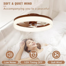 Load image into Gallery viewer, Stylish 19.7in Walnut Farmhouse Ceiling Fan with Dimmable LED Lights &amp; Remote