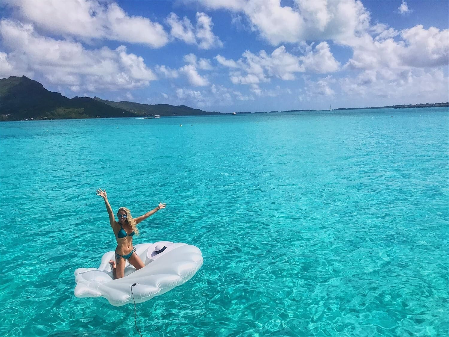 Giant Seashell Island Extra Large Pool Float for 2-3 Adults - Ultimate Comfort