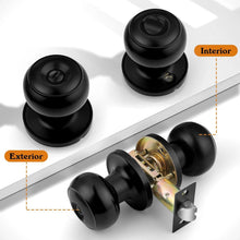 Load image into Gallery viewer, Elegant Stainless Steel Privacy Door Knobs - 8 Pack Keyless for Interior Use