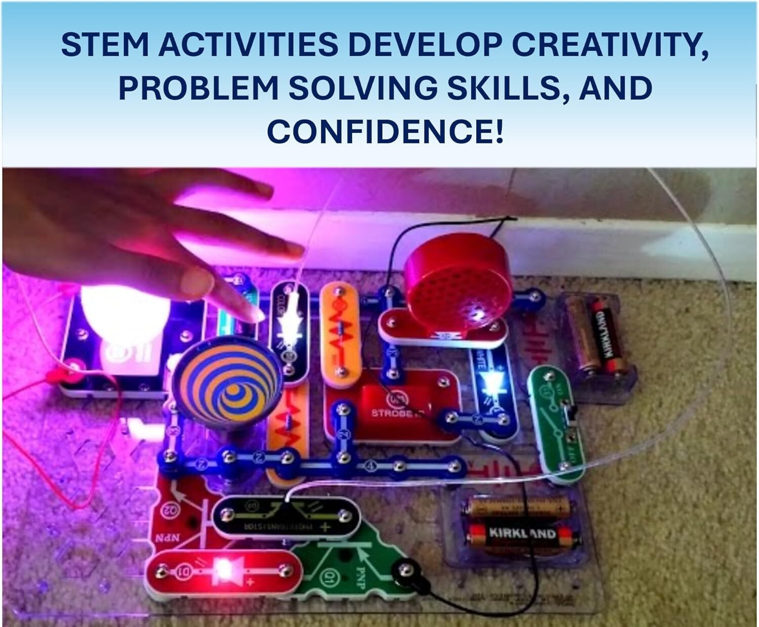 Award-Winning Light Electronics Kit | Easy STEM Fun with 55 Colorful Parts