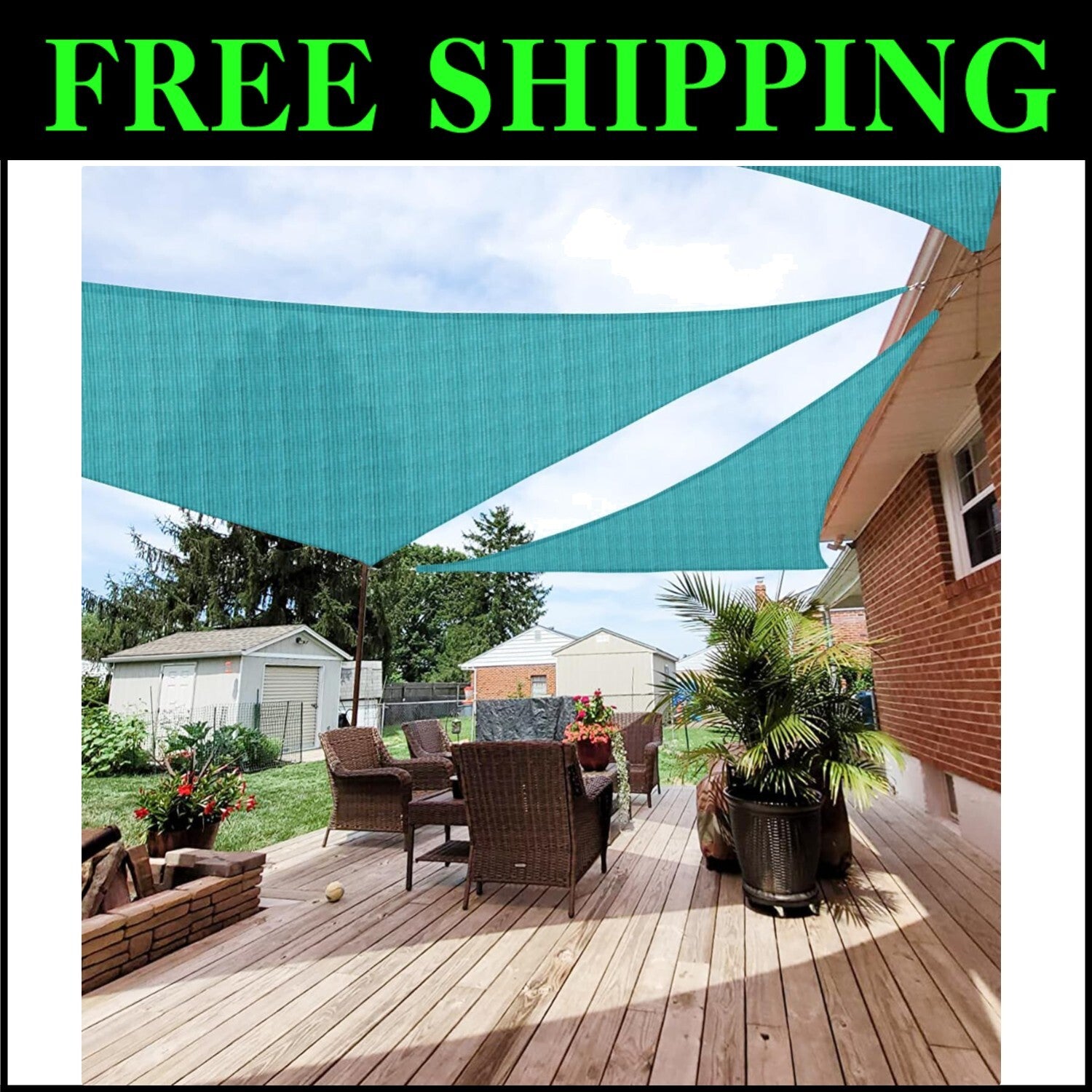 Turquoise 20' Sun Shade Sail - Heavy-Duty UV Block Canopy for Outdoor Comfort