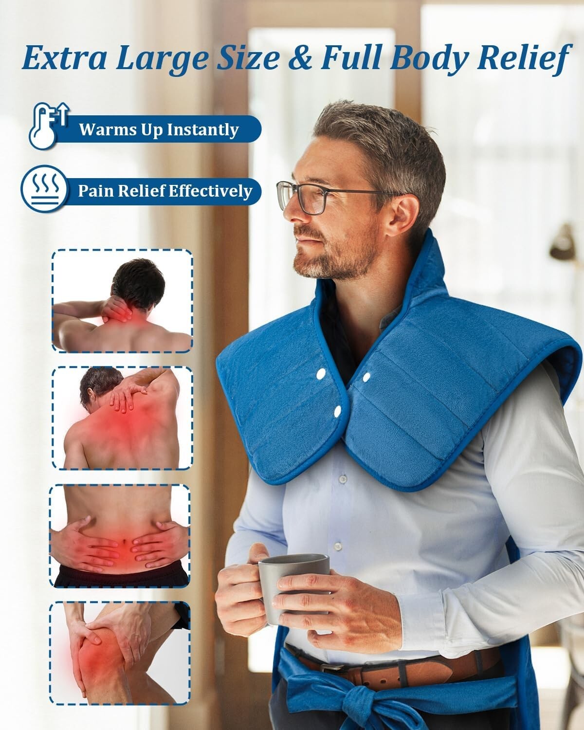 6 Heat Settings & Plush Weighted Heating Pad - Perfect for Ultimate Relaxation