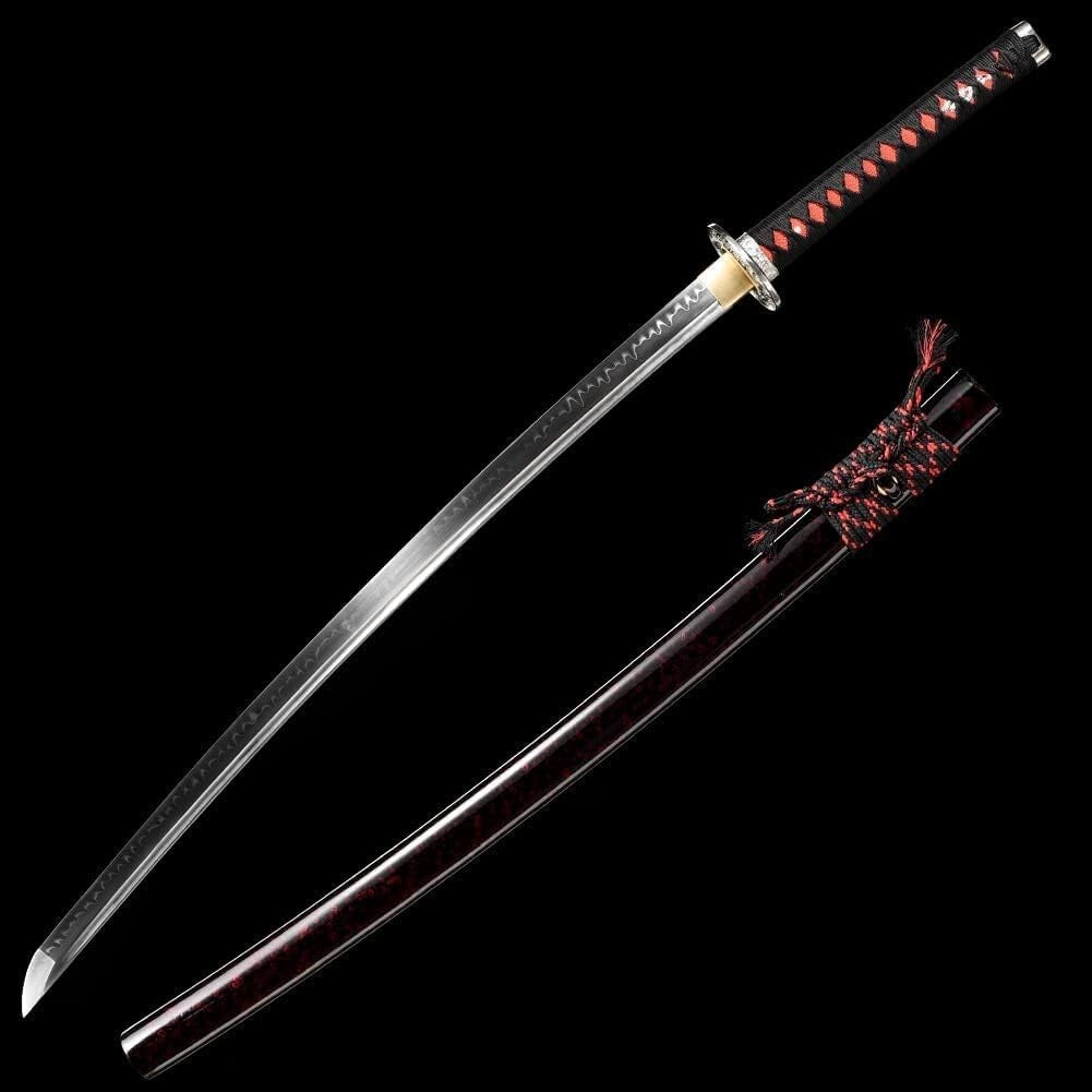 Elegant 28" Japanese Katana – Full Tang and Clay Tempered Damascus Steel Blade