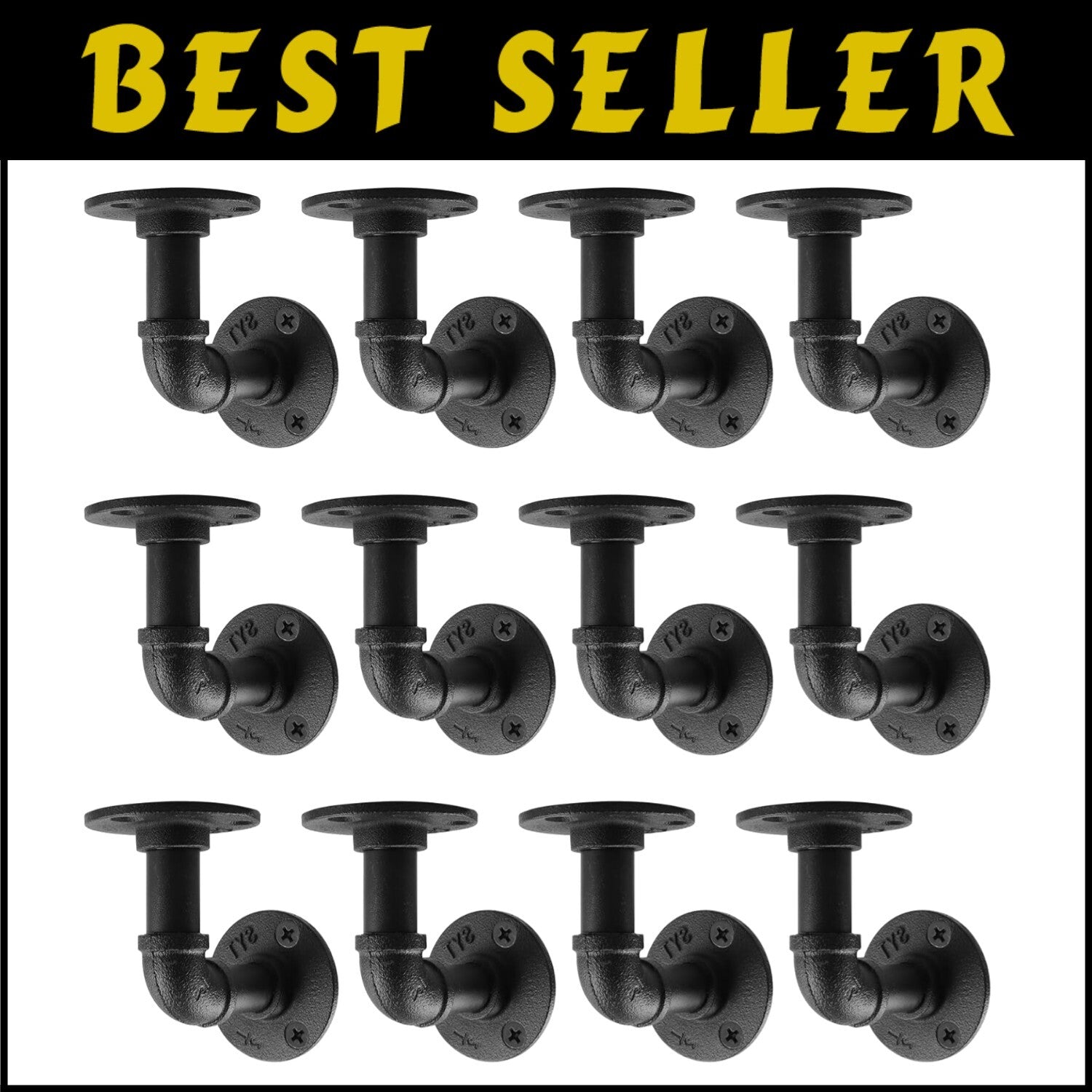 Waterproof 4x4 Inch Shelf Bracket Set - Complete 12 Pack for Easy Installation