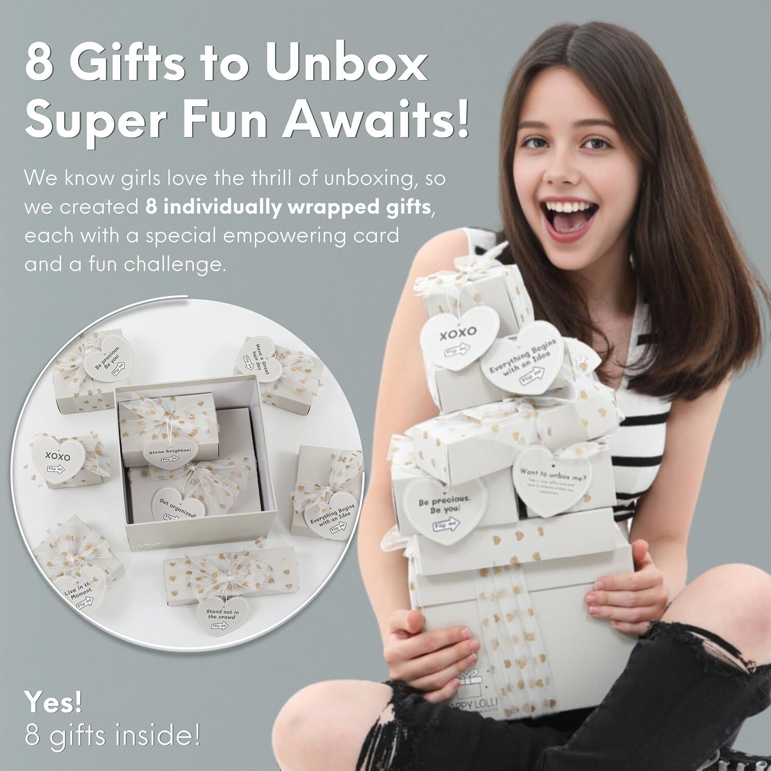 Empowering Gift Basket for Tween & Teen Girls - 8 Trendy Surprises for Birthdays