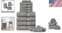 Load image into Gallery viewer, Elegant Space Grey 12-Piece Bath Towel Set - Luxurious 100% Cotton Collection