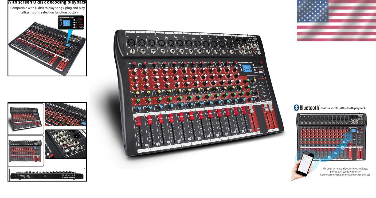 Versatile 12-Channel Bluetooth DJ Mixer with USB & LED Display for Beginners