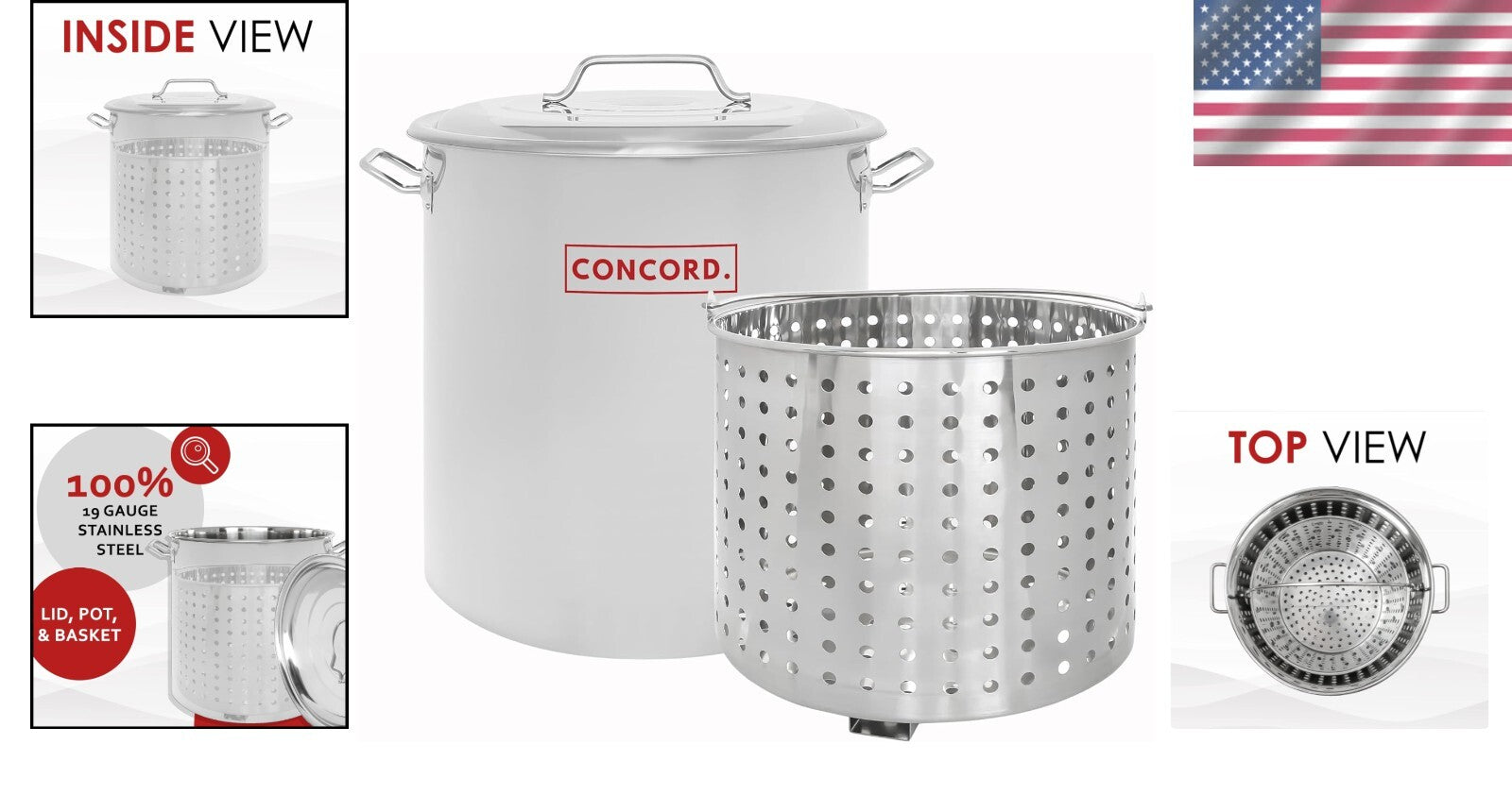 Versatile 40QT Stainless Steel Stockpot with Steamer Basket - Ideal for Boiling