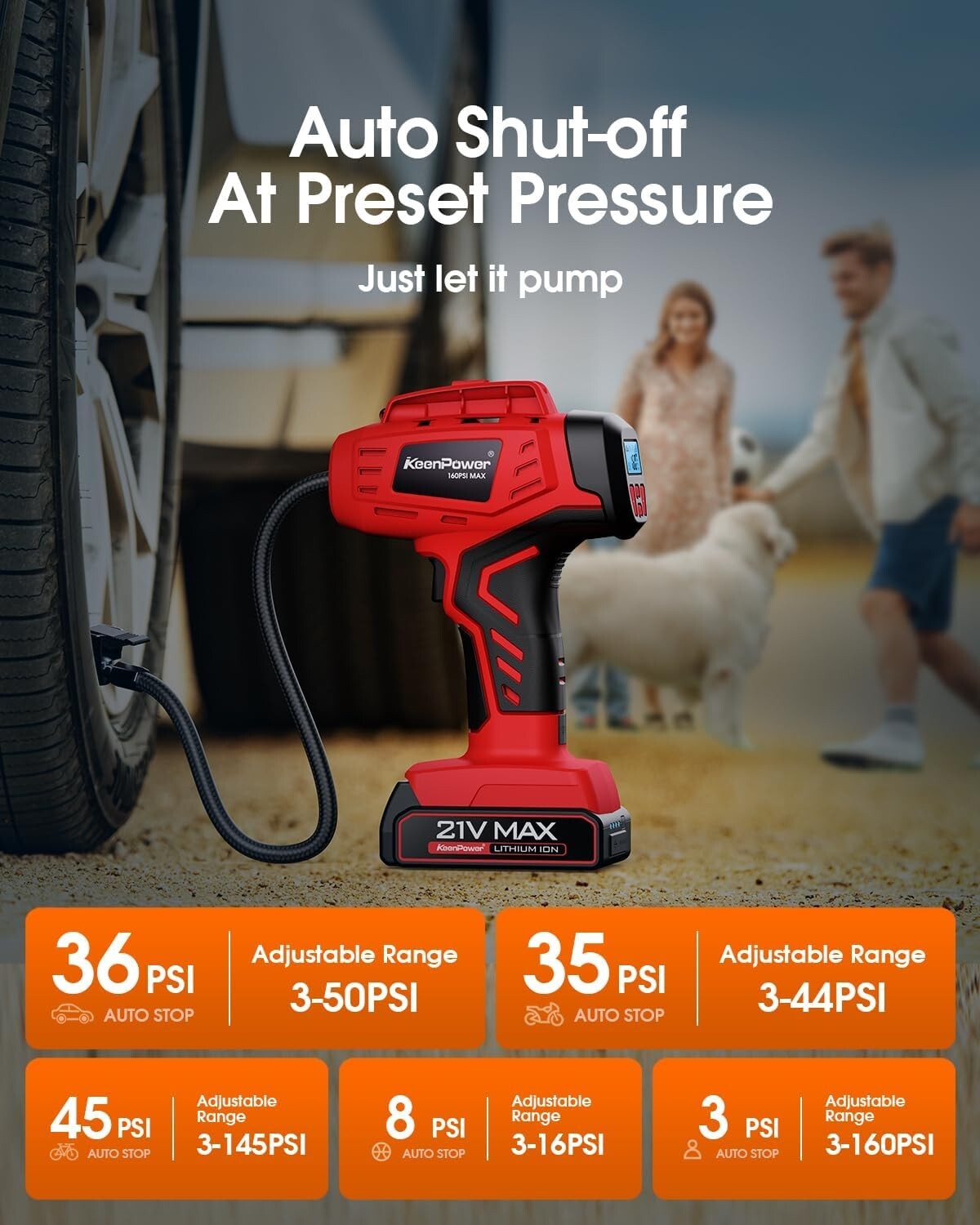 Field-Ready Tire Air Pump - Digital Pressure Gauge, 160 PSI & Dual Power Supply