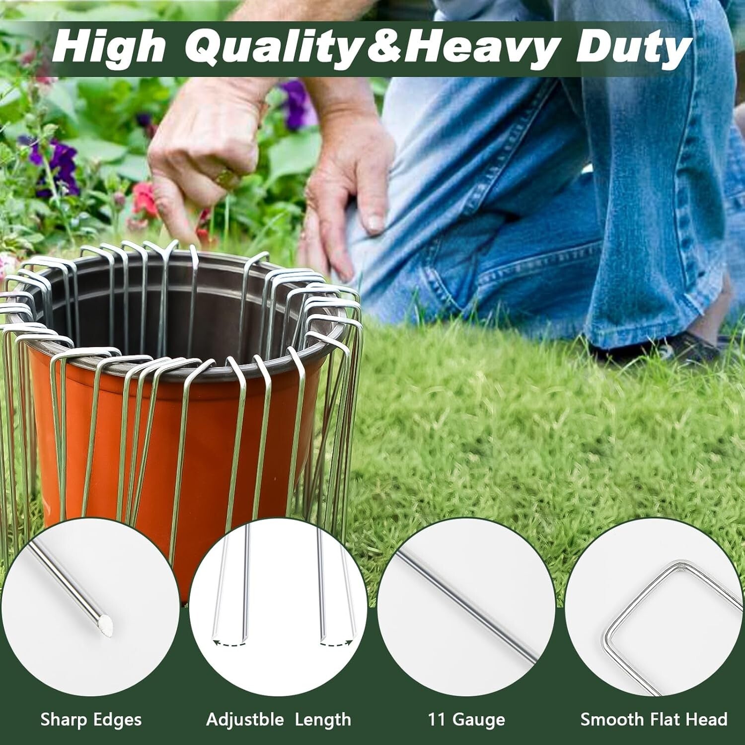 Heavy-Duty 6" Galvanized Landscape Staples - 500 Pack for Gardening and Design