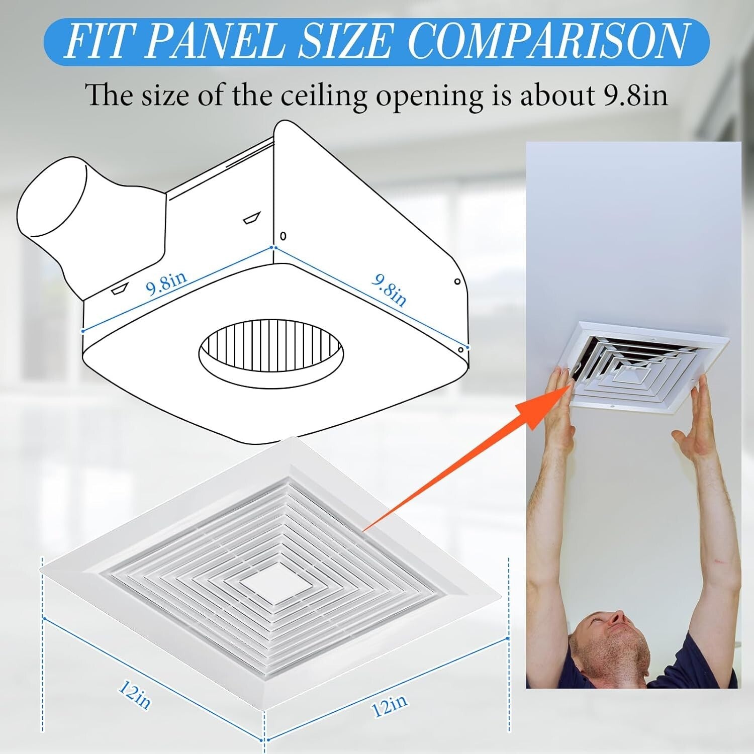 Durable 8-Pc Bathroom Exhaust Fan Covers - Stylish 12x12'' Grille Replacement