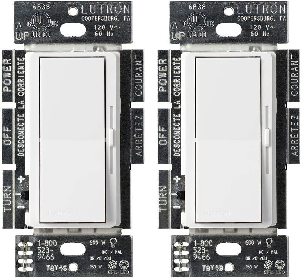 Diva LED+ Dimmer Switch - 2-Pack for Smooth Dimming of LED & Incandescent Bulbs