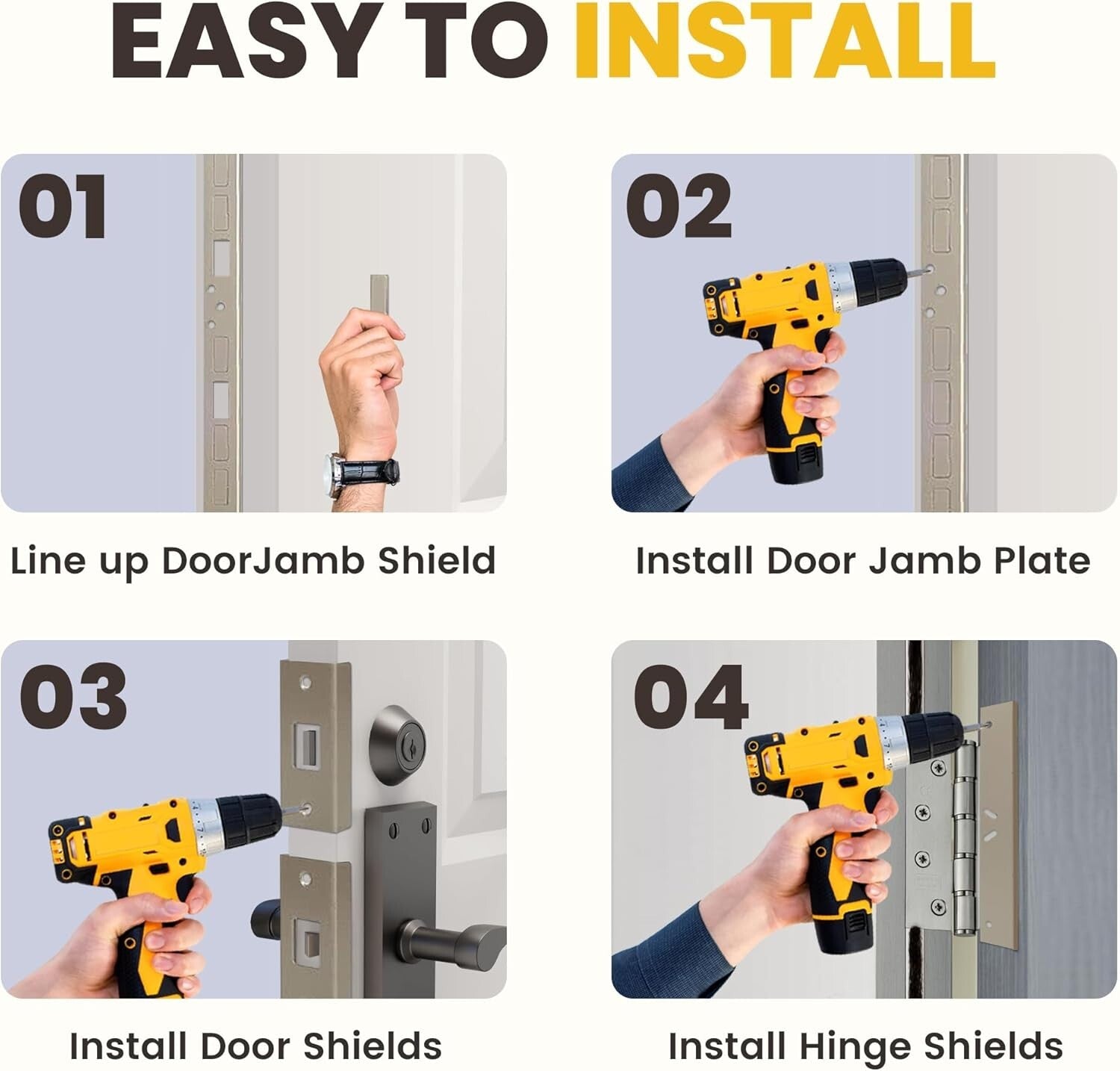 DIY Door Armor MAX Security System for Jambs & Hinges - 30-Minute Installation