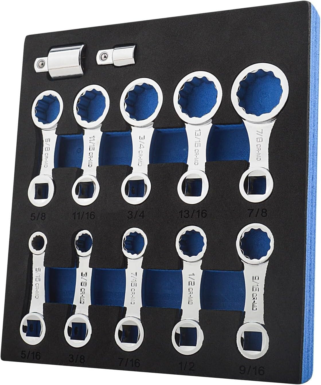 Durable Chrome Molybdenum 12-Point Torque Adapter Set - 12 Pieces with Storage