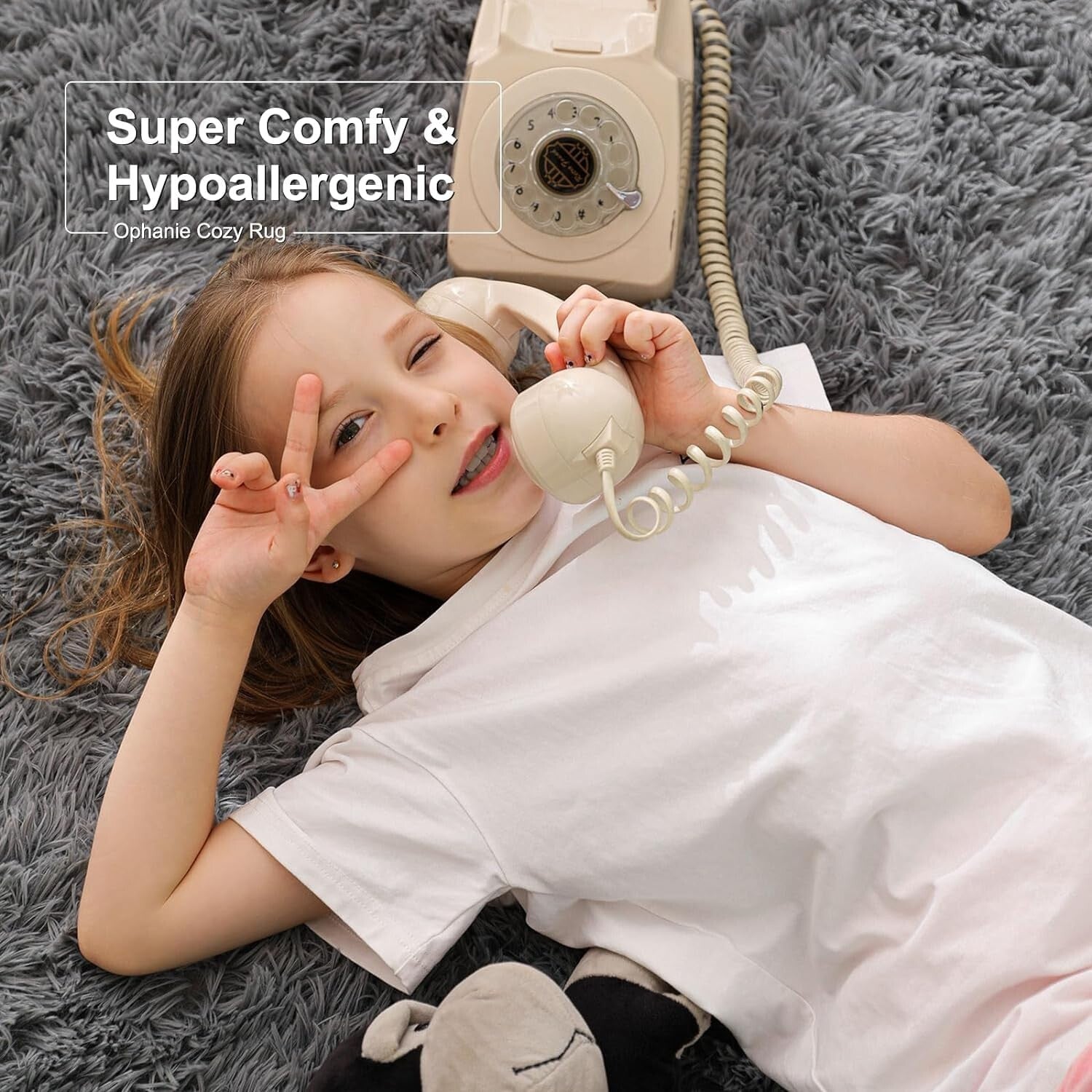 High-Pile 8' X 10' Soft Grey Shag Rug - Perfect for Living Room & Nursery