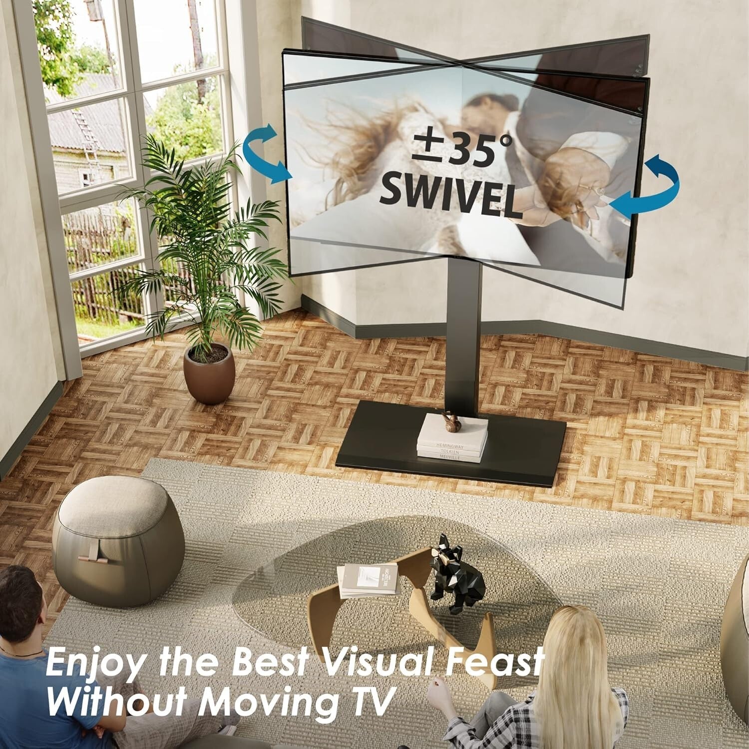 Space-Saving Universal TV Stand with Swivel Mount for 50-85 Inch Screens