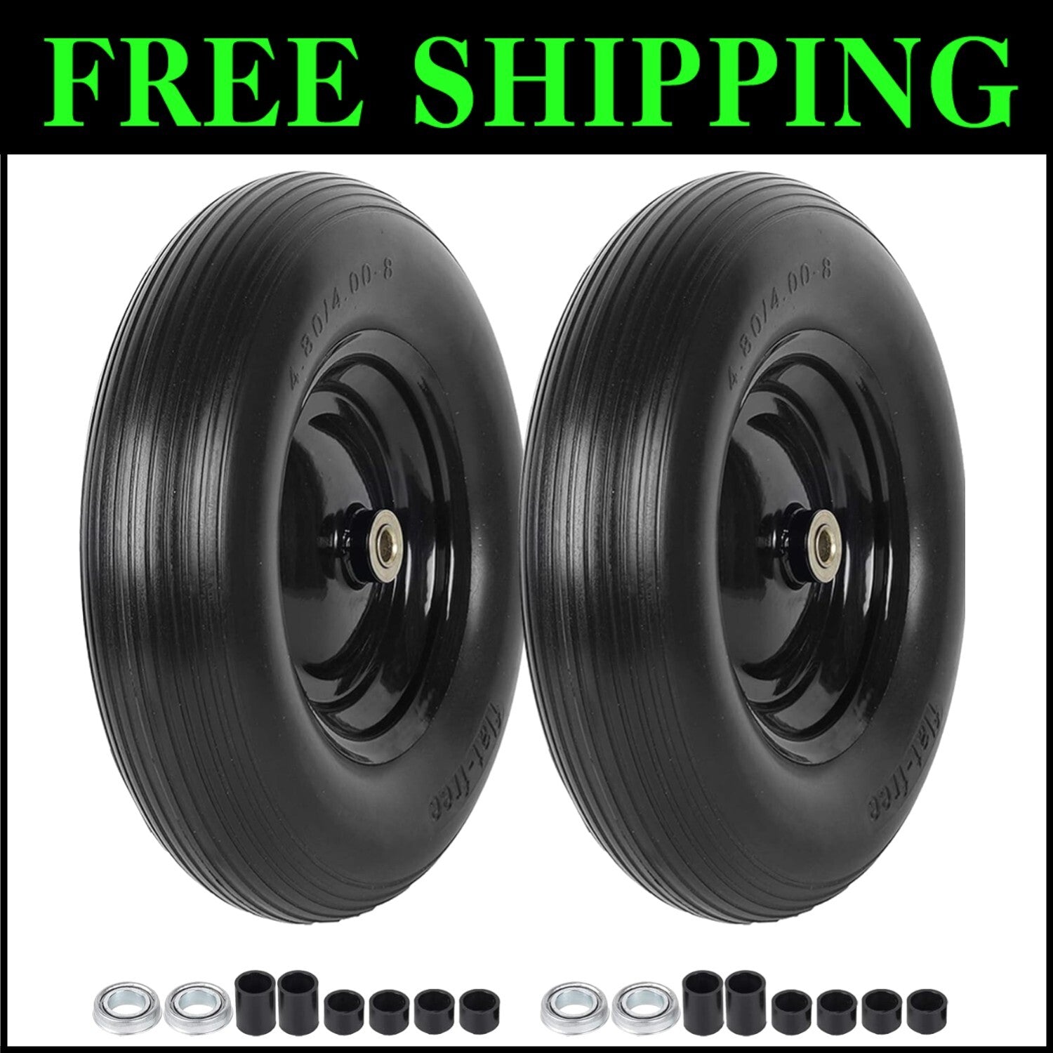 16-Inch Non-Marking Wheelbarrow Tires: Flat Free, Easy Installation & Adaptable