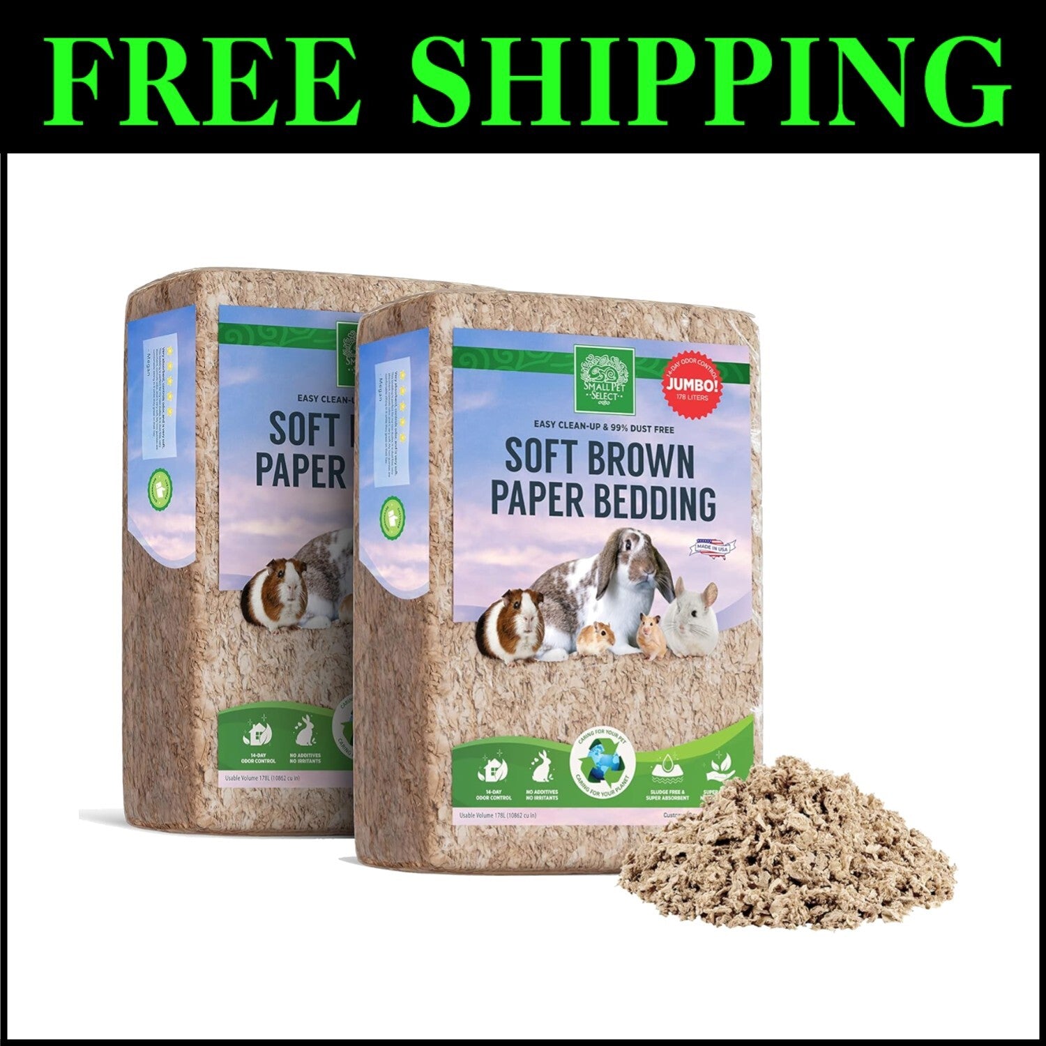 Pet-Approved Jumbo Natural Paper Bedding (356L - 2-Pack) for Ultimate Comfort