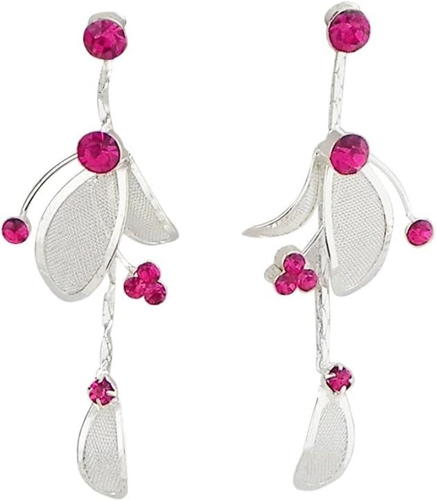 Elegant 3-Piece Floral Rhinestone Jewelry Set - Adjustable Necklace & Earrings