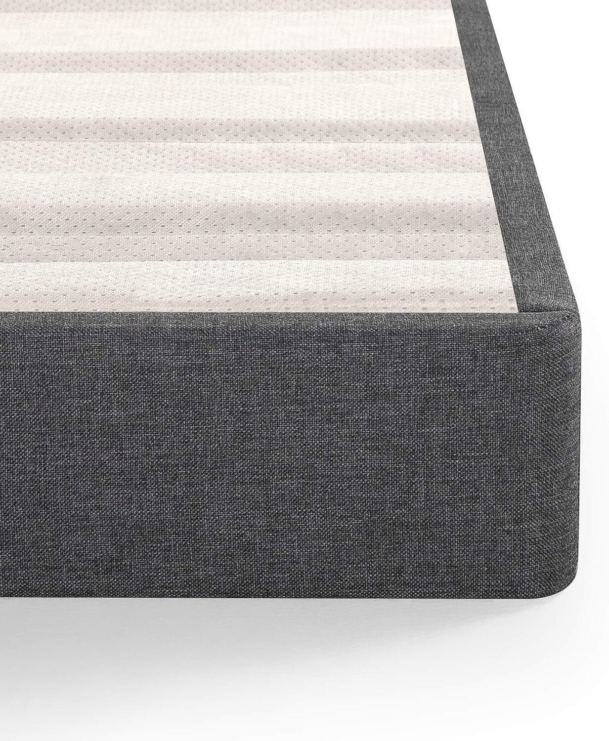 Durable Upholstered Box Spring, Grey Fabric Queen Foundation - Compact Package