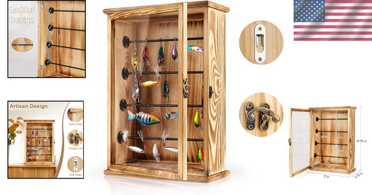 Vintage Fishing Lure Storage Box with Acrylic Door - Perfect Gift for Anglers
