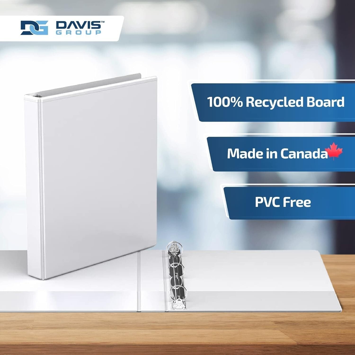 Eco-Friendly 3-Ring Mini Binder with Clear Cover & 5 Dividers - Made in Canada