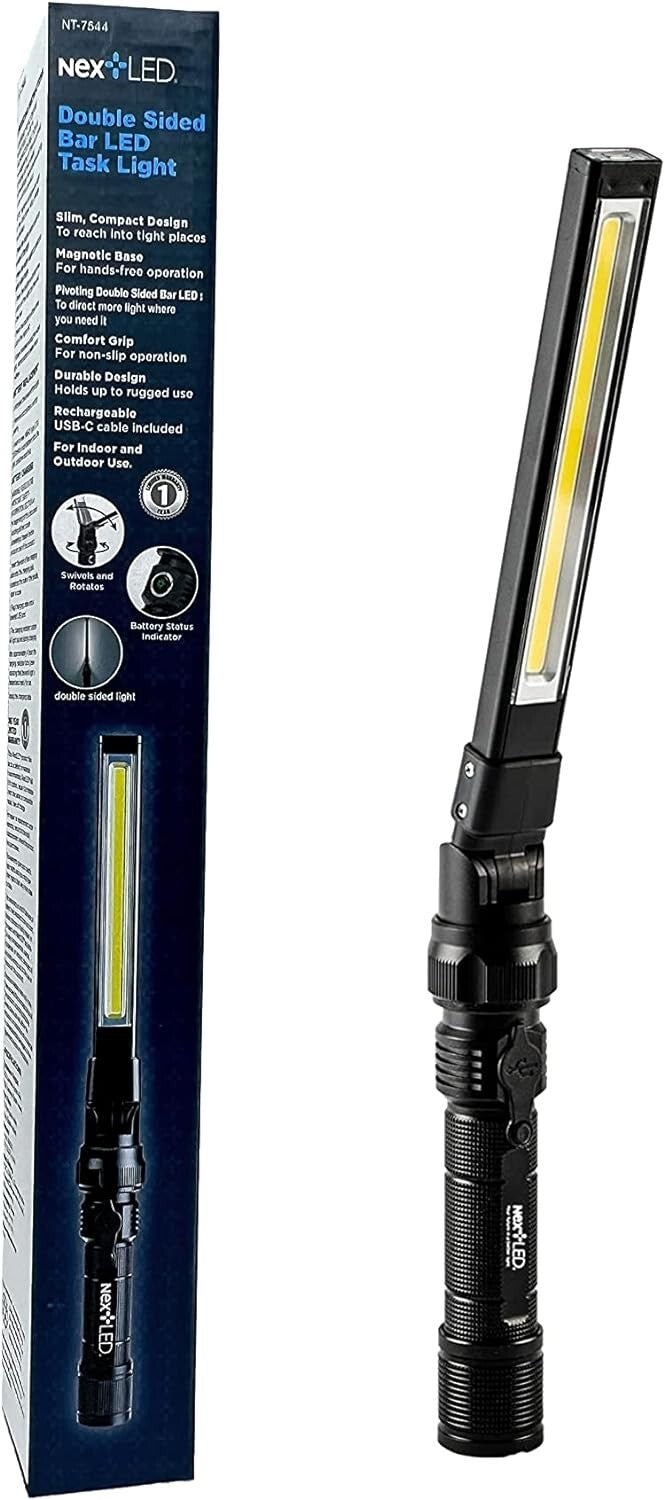 Rechargeable 1200 Lumen Magnetic Flashlight with Rotatable Head for Mechanics