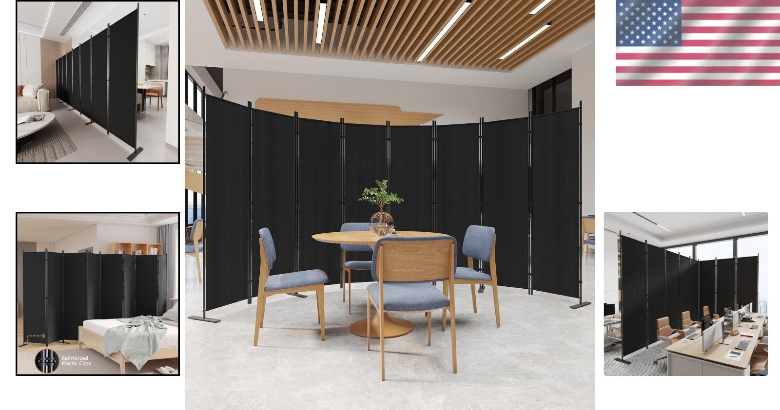Portable 8-Panel Room Divider - Freestanding Privacy Solution, 160" W x 71" H