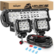 Load image into Gallery viewer, 72W 12 Inch LED Light Bar with 2PCS 18W Flood LED Fog Lights - Waterproof Combo