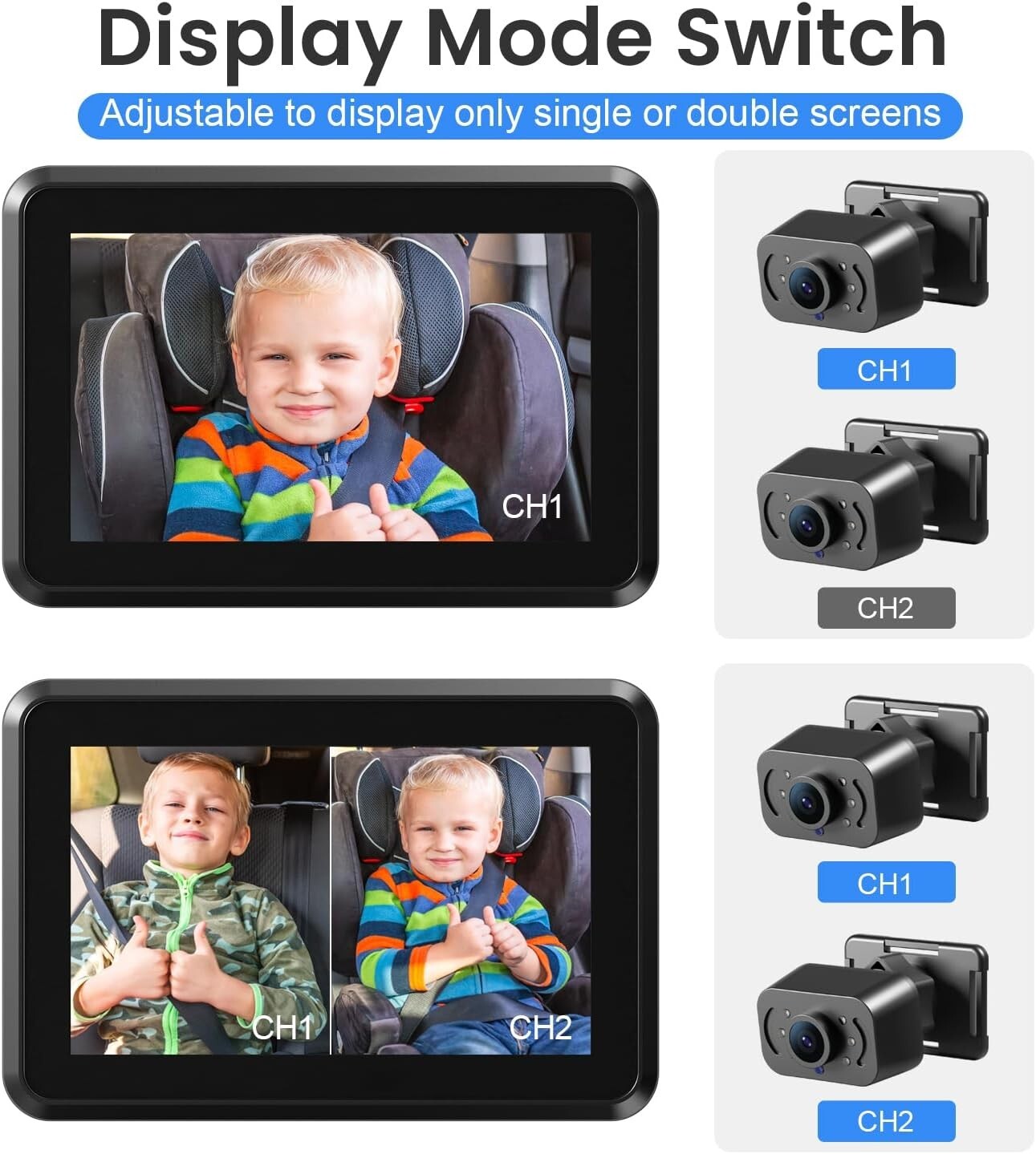 Easy Install Baby Car Camera with 1080P Display - For Safe Travels with Twins
