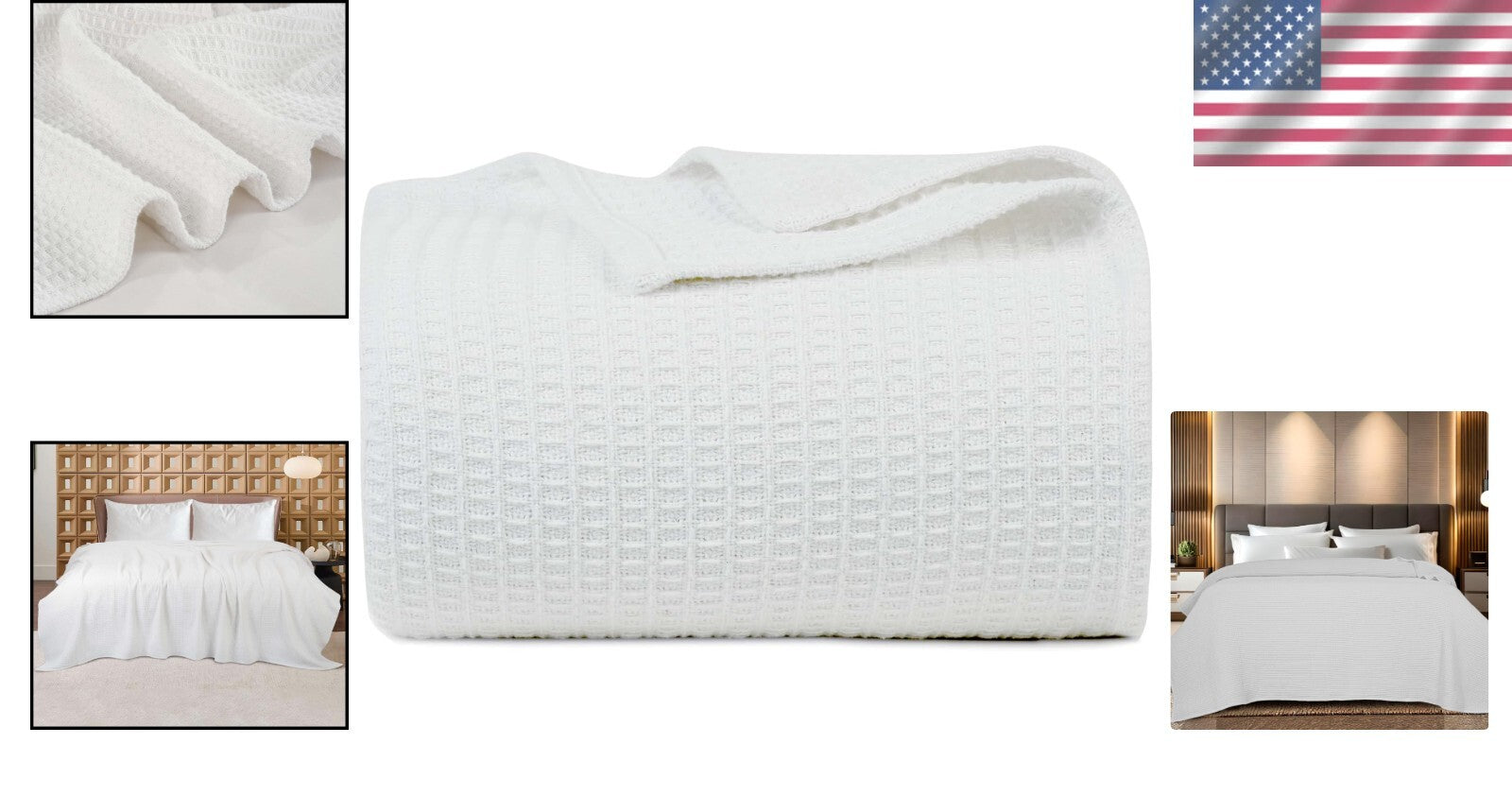 Soft Cotton Waffle Throw Blanket - 60x90 Inches Ideal for Napping & Camping