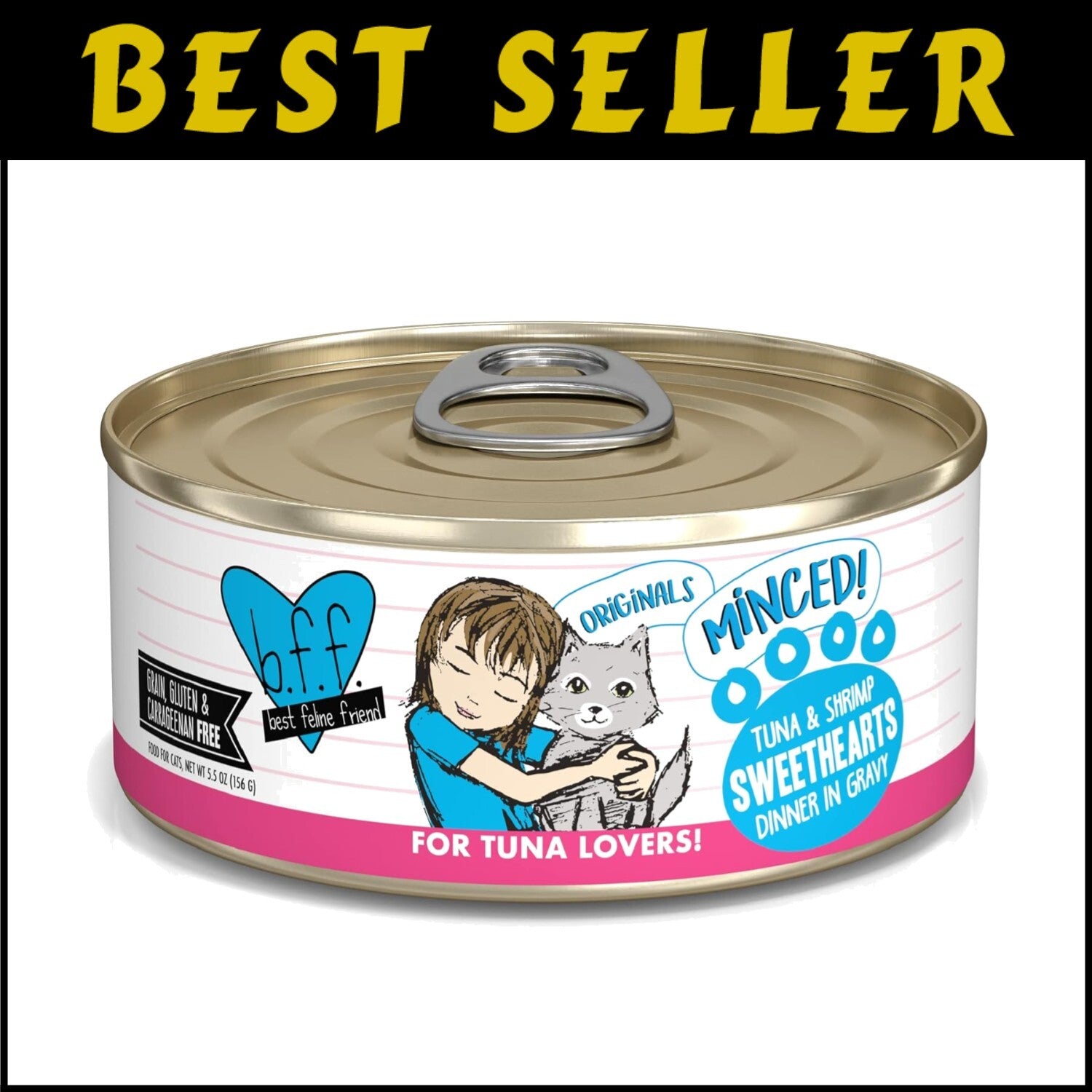 B.F.F. Grain-Free Tuna & Shrimp Cat Food, 5.5oz Pack of 24 for Feline Love