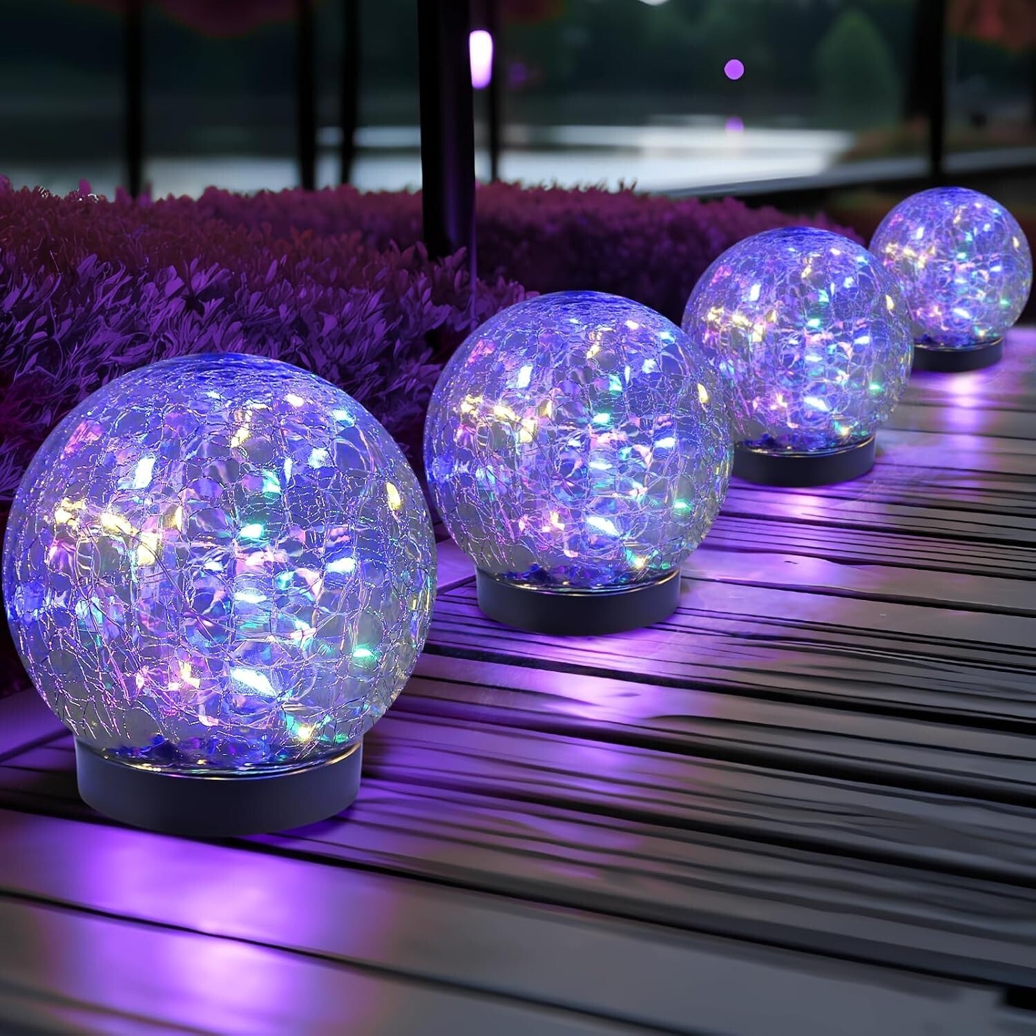 Energy-Efficient Solar Balls for Outdoor Beauty - 4-Piece Set of Uplighting Orbs