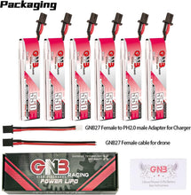 Load image into Gallery viewer, GNB 1S LiPo 6-Piece Set, 550mAh 3.8V Batteries for Racing Drones with Connectors