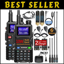 Load image into Gallery viewer, Rechargeable Ham Radio Walkie Talkies with NOAA Receiver and Speaker Mic, 2-Pack