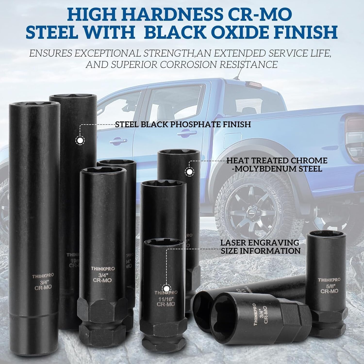 Versatile 10-Piece Lug Nut Extractor Kit - SAE & Metric Compatibility for Wheels