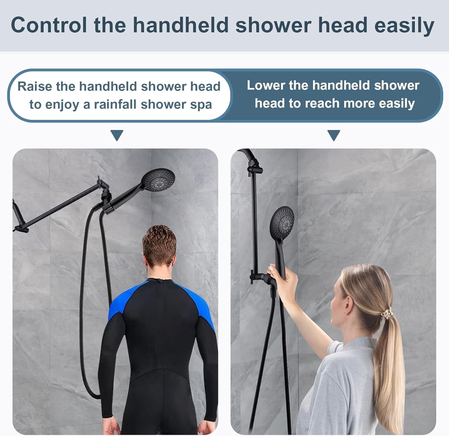 Adjustable 15 Inch Brass Shower Arm Extender with Locking Screw Stability