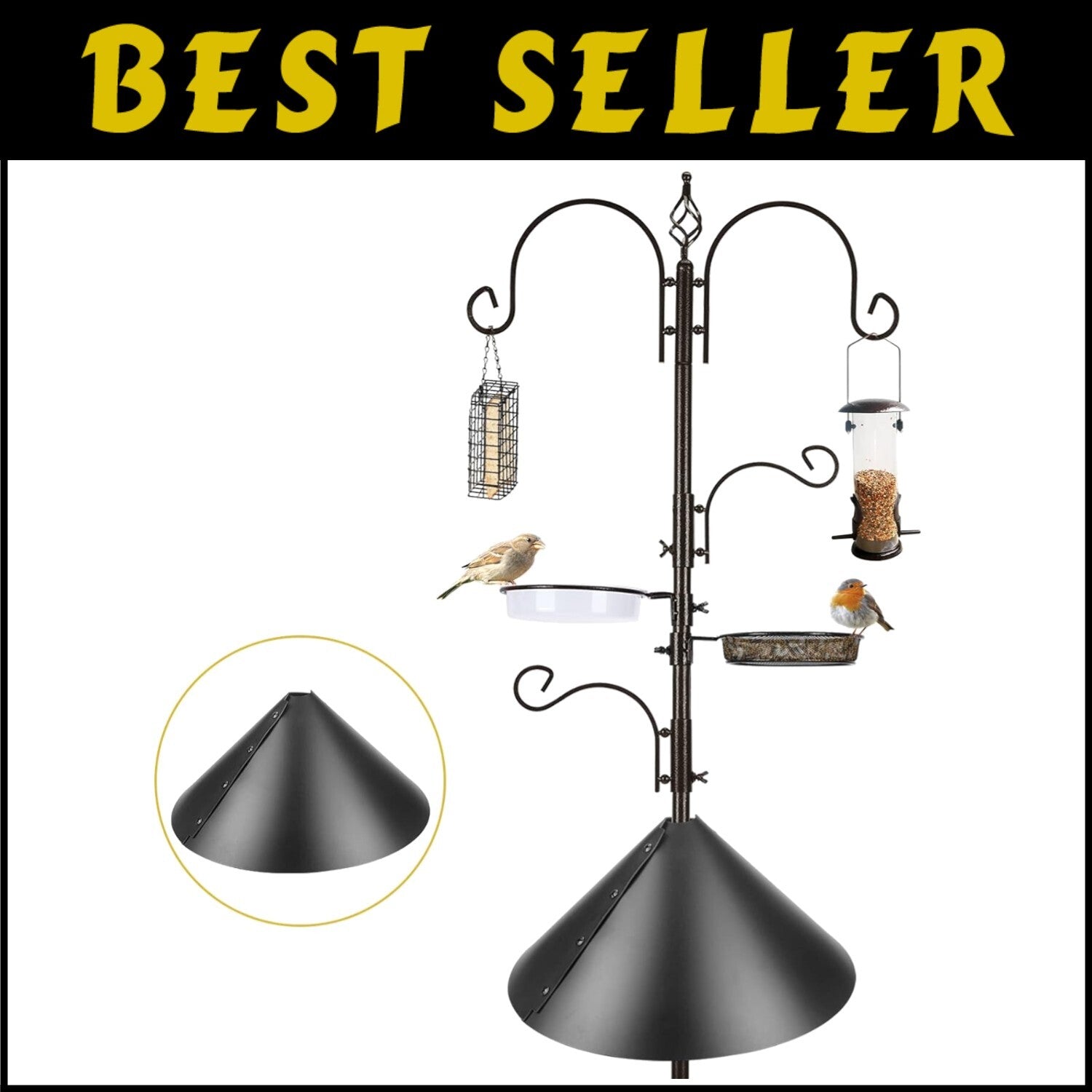 Multi-Functional 91-Inch Bird Feeder Station Kit with Adjustable Hooks & Trays