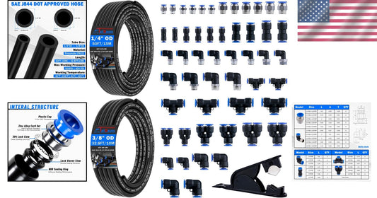 55-Piece Quick Connect Air Hose Fittings Kit - Multiple Sizes & Durable Storage