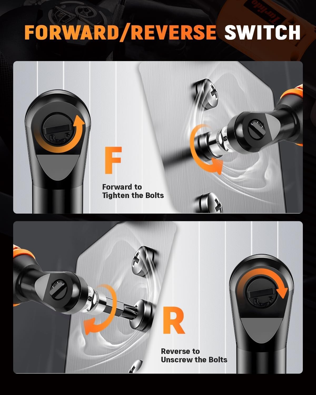 12V Battery-Powered Ratchet Wrench Set - 400 RPM with Safety Lock & Accessories