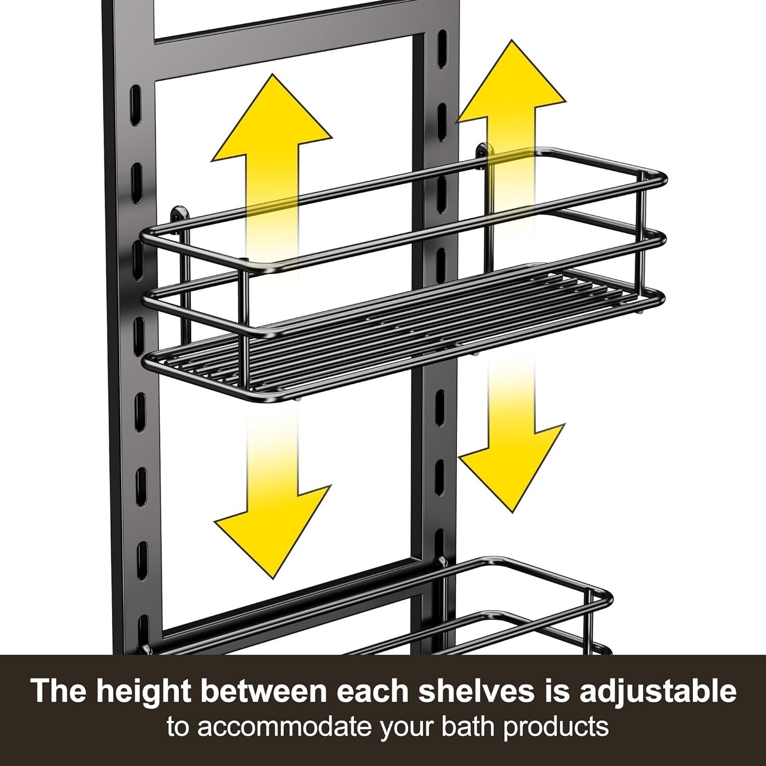 3-Tier Rust-Resistant Shower Caddy with Adjustable Shelves – Black Hanging Rack