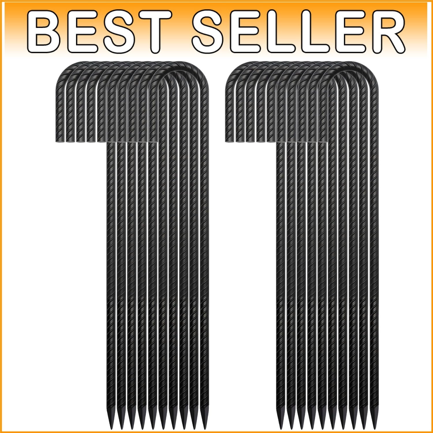 Durable 24-Inch J-Hook Rebar Anchors - Set of 20 for Outdoor Equipment Stability