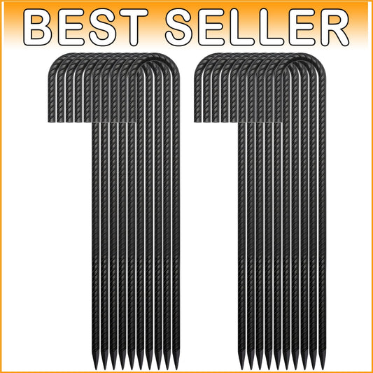 Durable 24-Inch J-Hook Rebar Anchors - Set of 20 for Outdoor Equipment Stability