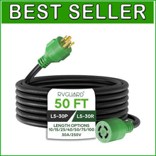 Load image into Gallery viewer, Weather-Resistant 4 Prong 10 Gauge Generator Cord with Twist Lock Design