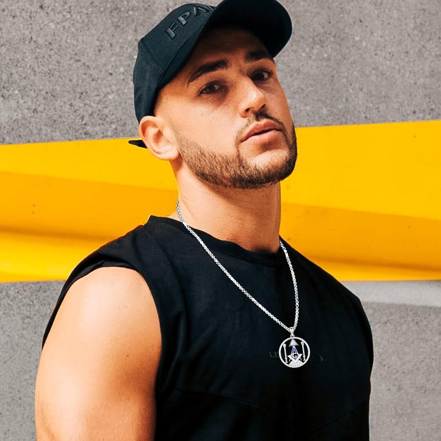 Unisex Freemason Necklace - Sterling Silver Valknut Amulet with Adjustable Chain