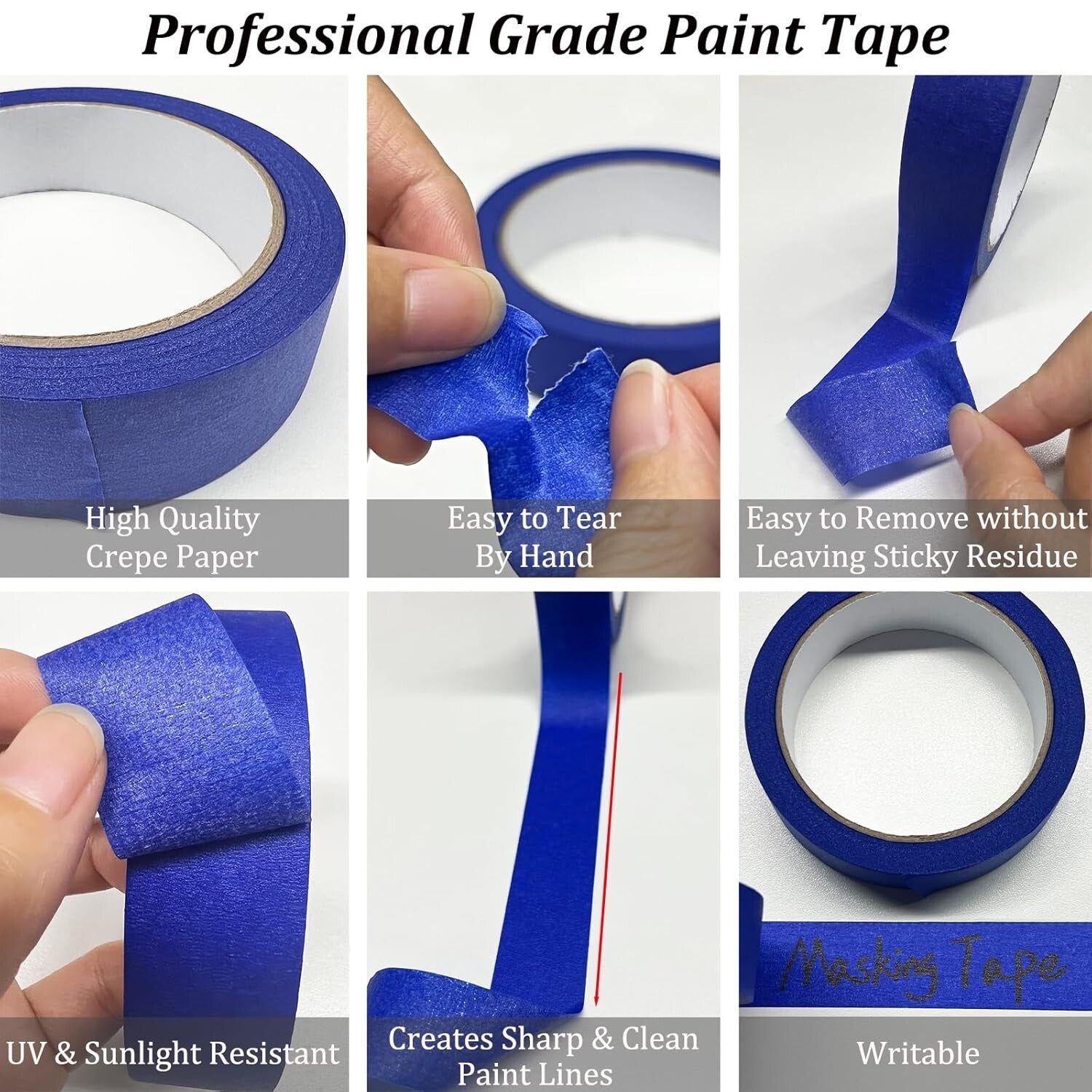 Multi-Surface 20-Roll Blue Masking Tape - Ideal for DIY Crafts & Painting